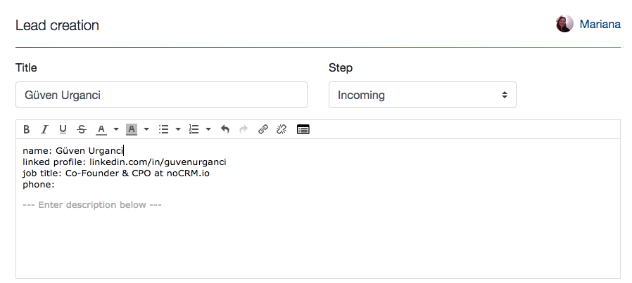 LinkedIn Lead Info in Pro Pipe Lines